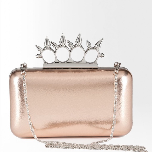 bebe Handbags - •nwt• [bebe] Spike RoseGold ClutchCrossbody